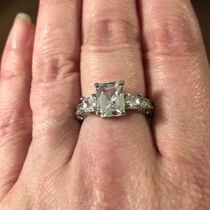 Size 7.5 silver ring with czs